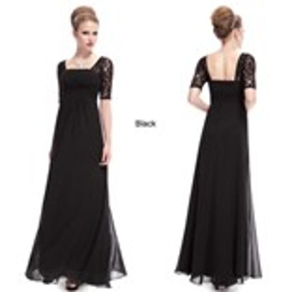 Ever Pretty - Black Evening Maxi Dress Cap Lace Sleeve NWT Size 8